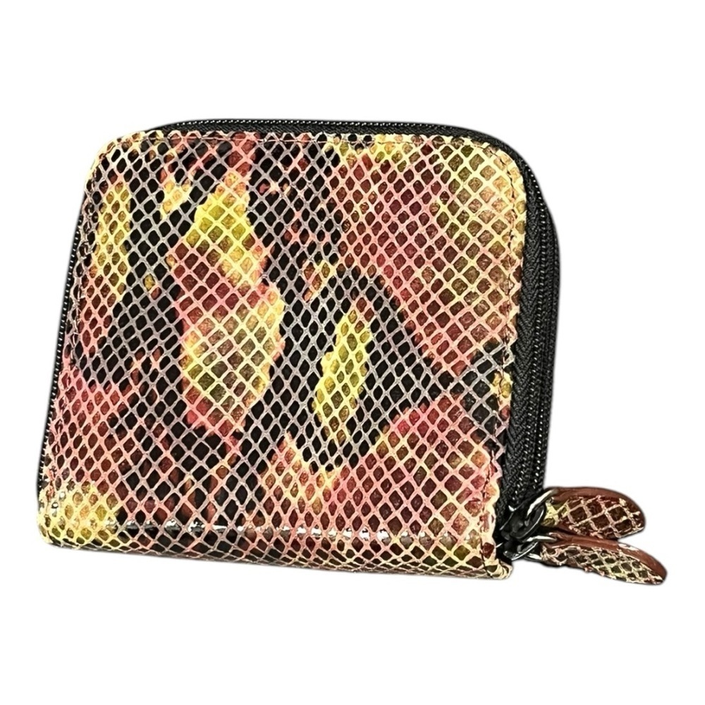 Wilson’s leather Pelle Studio leather snake skin print square double zip wallet.